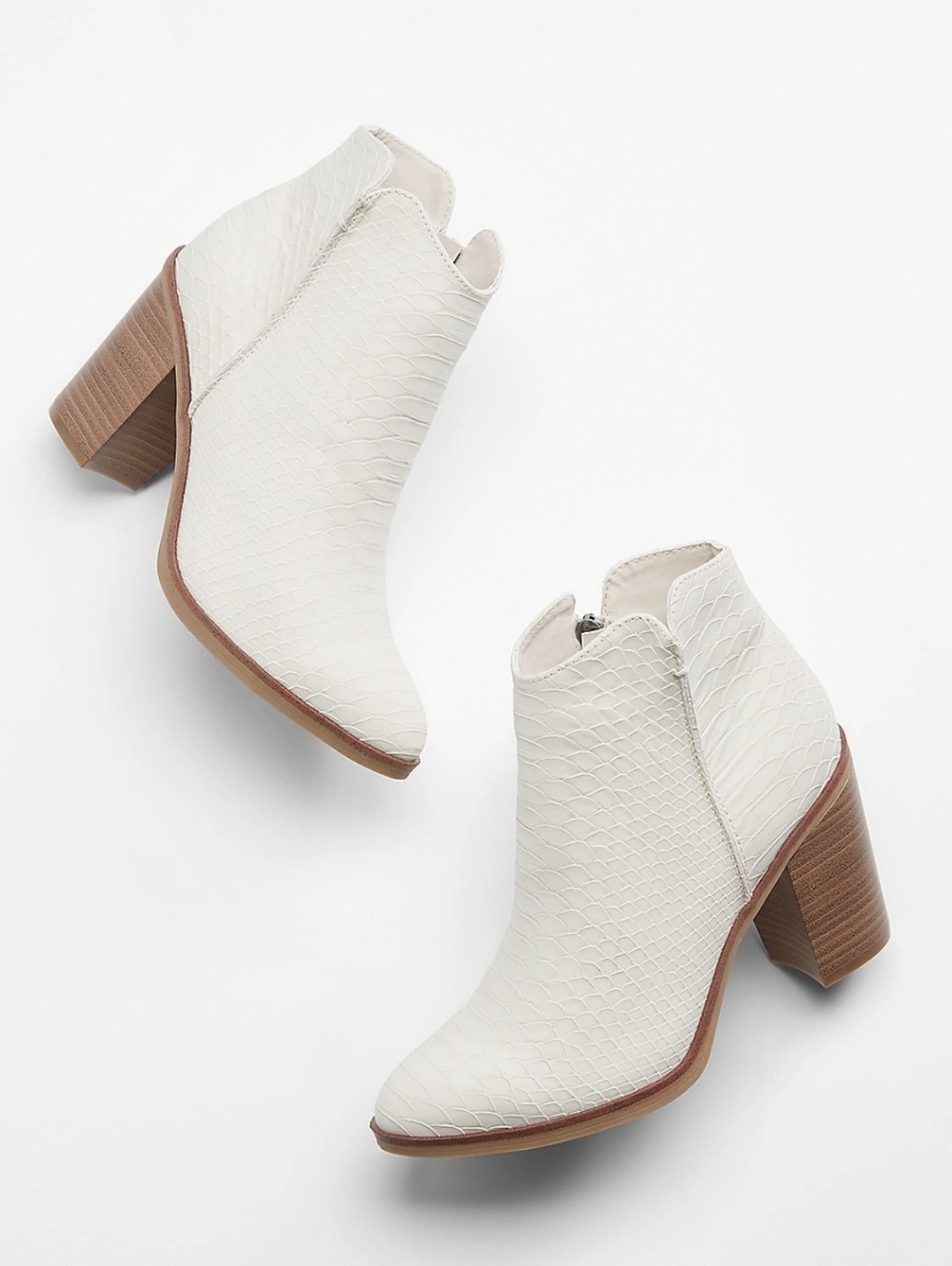 Maurice's Everly Cream Textured Ankle Boots with Block Heel